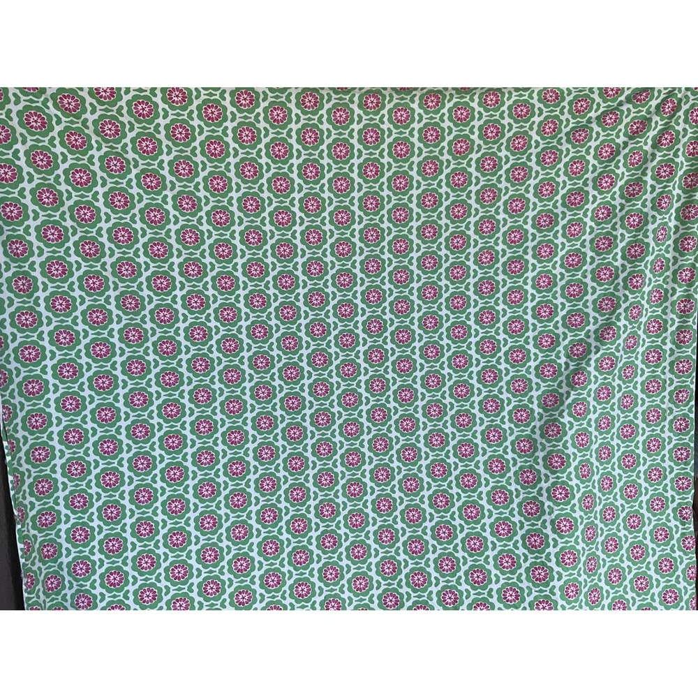 Pottery Barn Kids Duvet Cover Full Queen Green Pink Floral Medallion Cotton Good